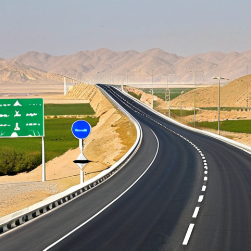 Home 16 **Image Prompt for High-Speed Highway Development:**
"A modern high-speed highway in Turkmenistan, showcasing a well-maintained road with clear signage and lighting. Depict vehicles traveling smoothly between Ashgabat and Turkmenbashi, highlighting the scenic landscape along the route."